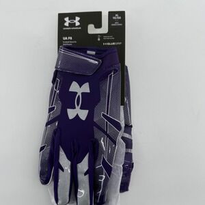 Under Armour UA F8 Mens‎ XL Purple Silver Football Gloves NEW